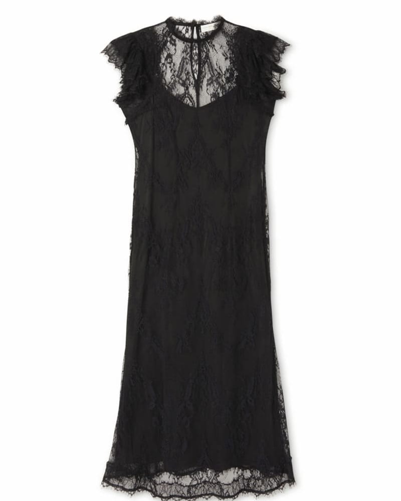 Front of a size 18 Black Fine Lace Raven Dress in Black by Never Fully Dressed. | dia_product_style_image_id:319286